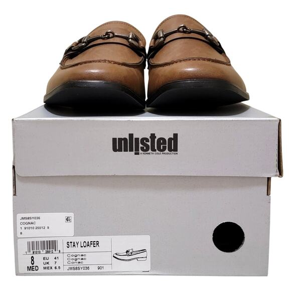 Kenneth Cole Unlisted Men Stay Slip On Horsebit Loafers Size US 8M Cognac Brown